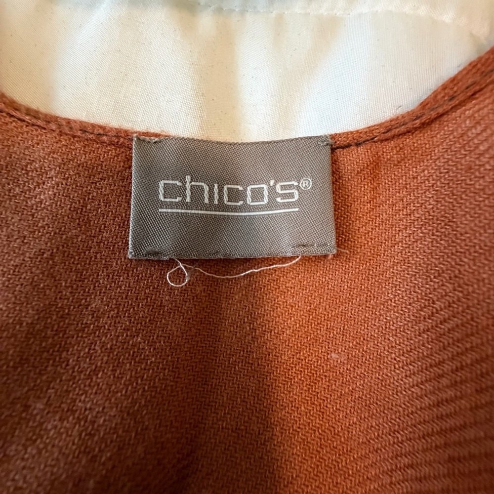 2/$30 Chico's Earthy Floral Poncho Top Shawl in Rust Orange - Picture 7 of 7